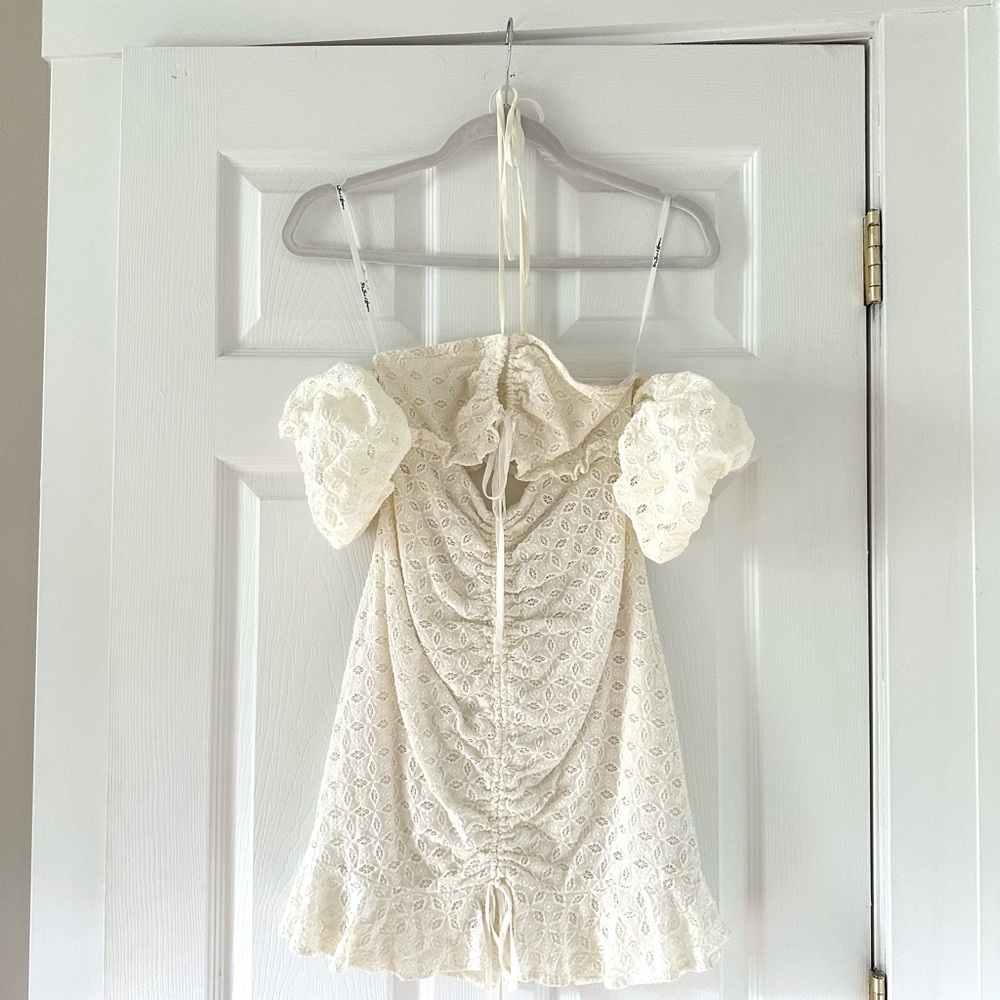 For Love And Lemons Off-White Cotton Mini Dress